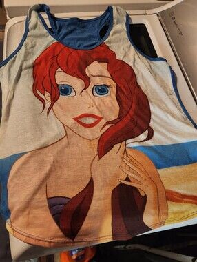 Ariel Graphic Tank Top - Cream & Blue